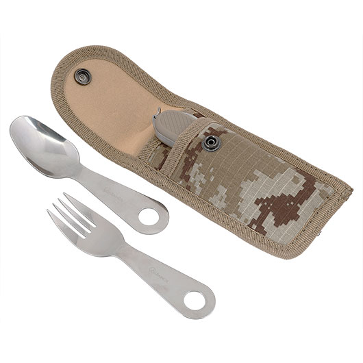 Albainox Camping Besteck mit Gabel L�ffel Multifunktionsmesser coyote Bild 4