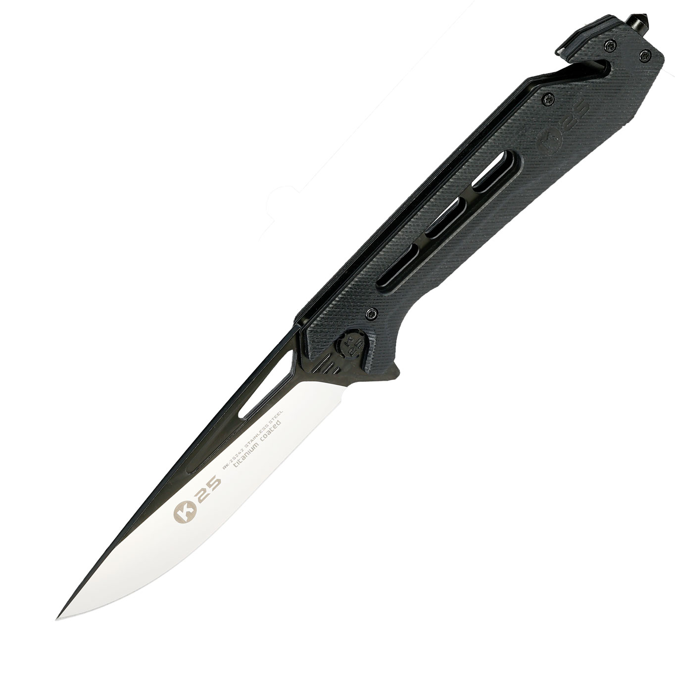 K25 Black Tactical XL robustes Rettungsmesser mit Titanbeschichtung Bild 1