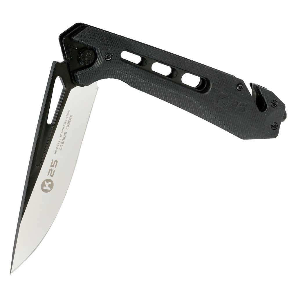 K25 Black Tactical XL robustes Rettungsmesser mit Titanbeschichtung Bild 3