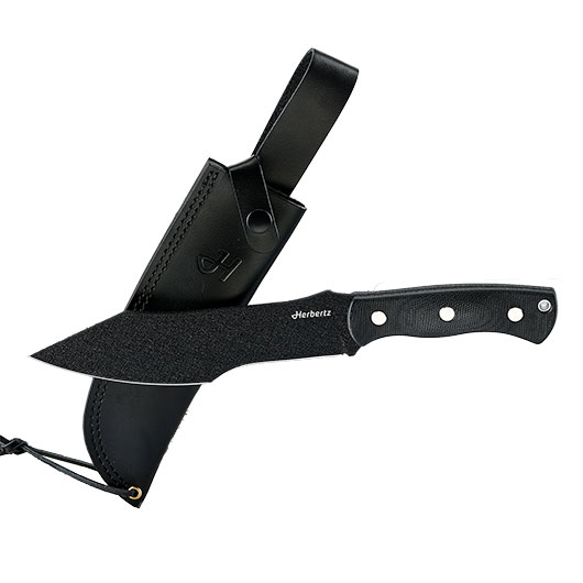 Herbertz Bushcraft- und Survivalmesser D2 schwarz micarta Bild 2