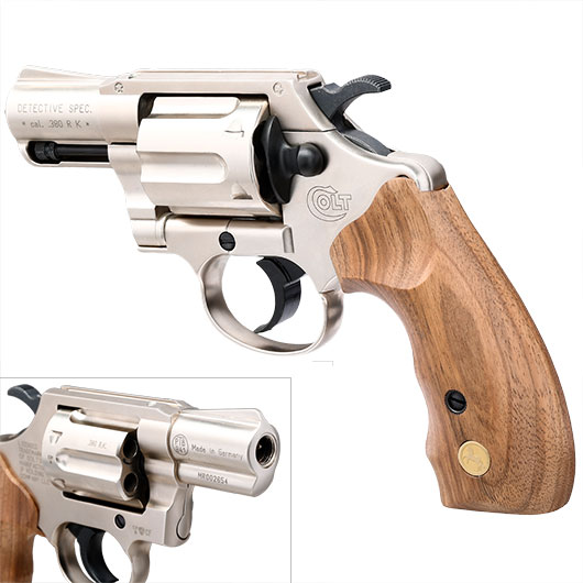 Colt Detective Special Schreckschuss Revolver Kal. 9mm R.K. Holzgriff vernickelt Bild 8