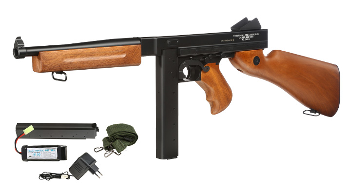 Cybergun Thompson M1A1 Military Metallgehuse Komplettset S-AEG 6mm BB schwarz - Holzoptik