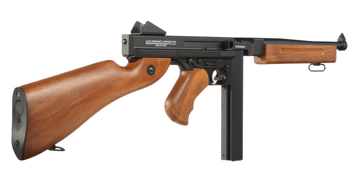 Cybergun Thompson M1A1 Military Metallgehuse Komplettset S-AEG 6mm BB schwarz - Holzoptik Bild 3