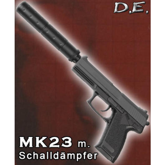 D.E. MK23 Softair mit Schalldämpfer Spring