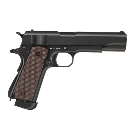 Double Bell M1911A1 Vollmetall CO2BB 6mm BB schwarz inkl. Pistolenkoffer Bild 3