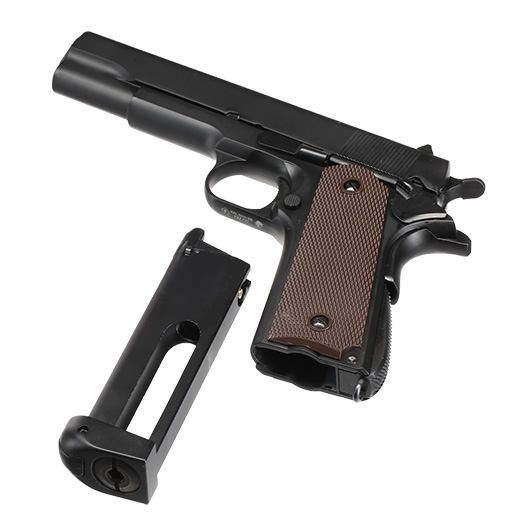 Double Bell M1911A1 Vollmetall CO2BB 6mm BB schwarz inkl. Pistolenkoffer Bild 6