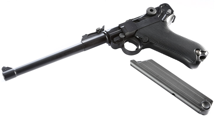 Wei-ETech P08 Airsoft Vollmetall GBB 6mm BB schwarz - 8 Zoll Version Bild 4