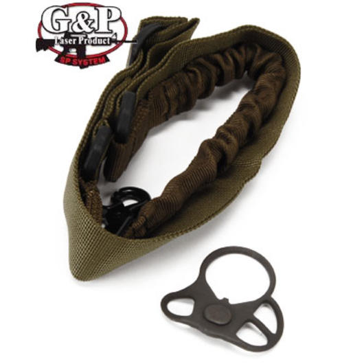 G&P Stahl Riemenhalter mit Bungee Sling oliv f. Western Arms M4 Serie