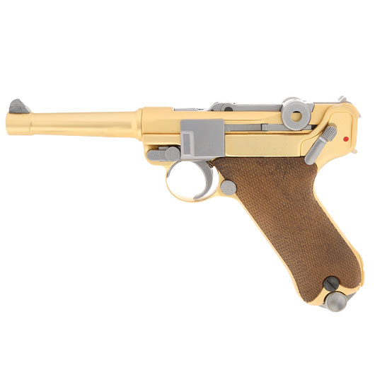 Wei-ETech P08 Airsoft Vollmetall GBB 6mm BB Gold-Plated-Finish Version - 4 Zoll Version Bild 1
