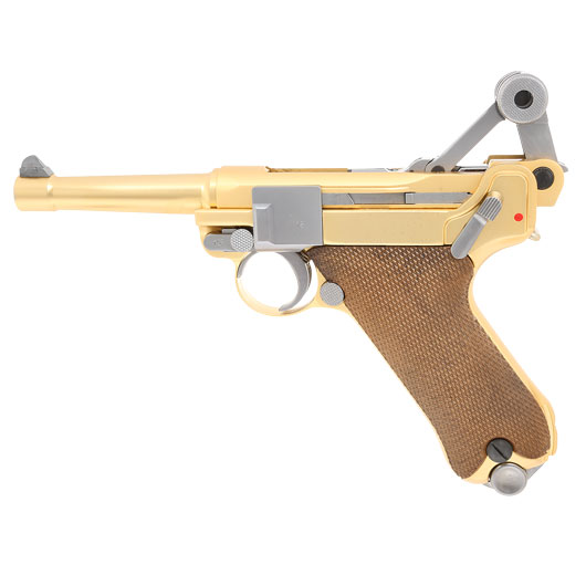 Wei-ETech P08 Airsoft Vollmetall GBB 6mm BB Gold-Plated-Finish Version - 4 Zoll Version Bild 2