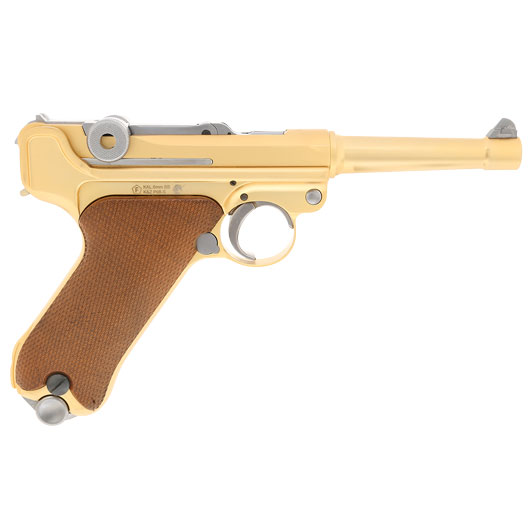 Wei-ETech P08 Airsoft Vollmetall GBB 6mm BB Gold-Plated-Finish Version - 4 Zoll Version Bild 3