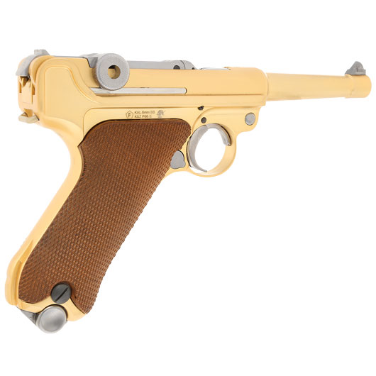 Wei-ETech P08 Airsoft Vollmetall GBB 6mm BB Gold-Plated-Finish Version - 4 Zoll Version Bild 4