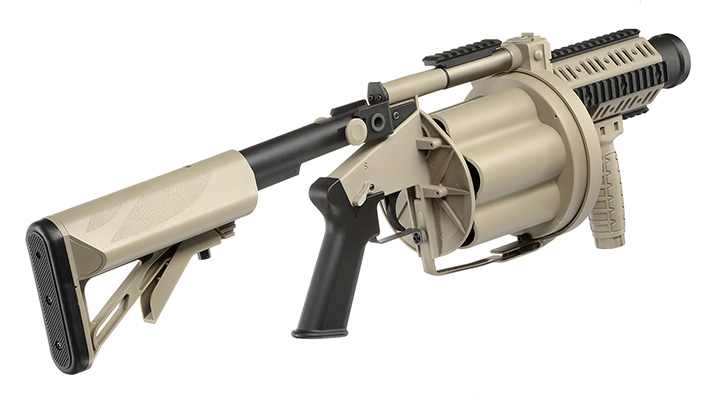 ICS GLM 40mm Airsoft Revolver-Granatwerfer mit Crane Stock Desert Tan Bild 4