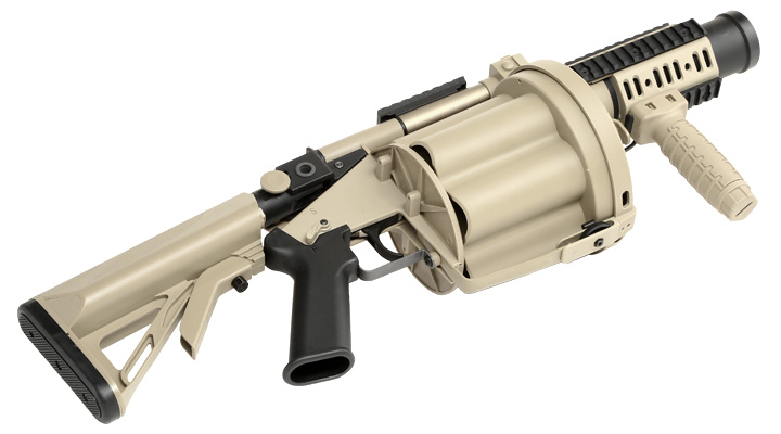 ICS GLM 40mm Airsoft Revolver-Granatwerfer mit Crane Stock Desert Tan Bild 5