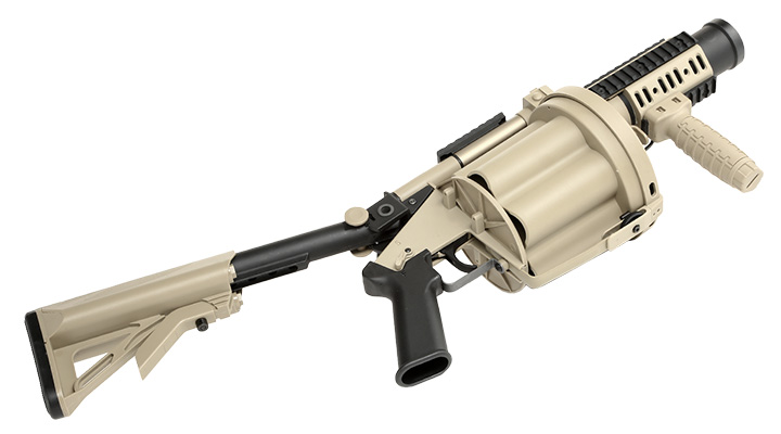 ICS GLM 40mm Airsoft Revolver-Granatwerfer mit Crane Stock Desert Tan Bild 6