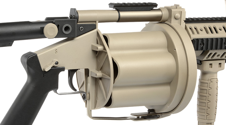 ICS GLM 40mm Airsoft Revolver-Granatwerfer mit Crane Stock Desert Tan Bild 9
