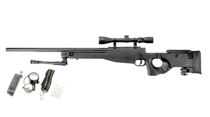 Well L96 AWS-338 Snipergewehr inkl. Zweibein / Zielfernrohr Springer 6mm BB schwarz