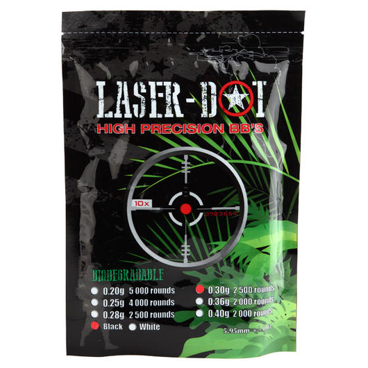 Laser Dot Hochpräzisionskugeln biodegradable 0,30g BBs 2500er Beutel schwarz