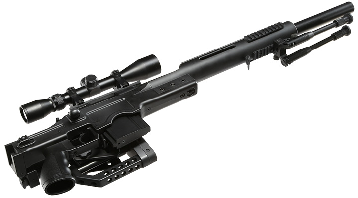 Well MB4410D MSR Snipergewehr inkl. Zweibein / Zielfernrohr Springer 6mm BB schwarz Bild 4