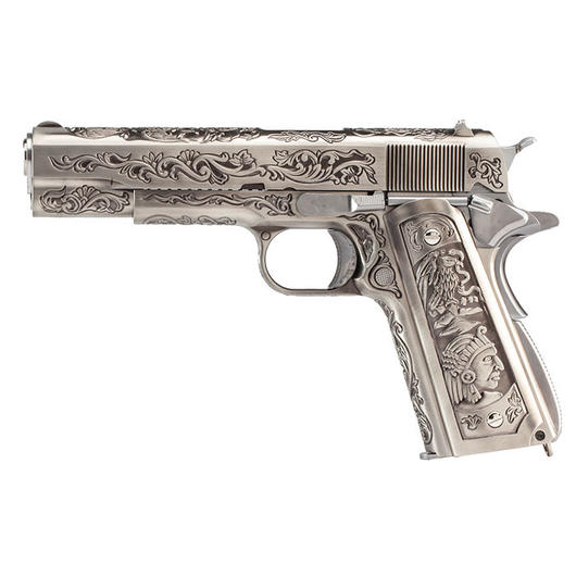 Wei-ETech M1911 Etched Version Mehico Druglord Vollmetall GBB 6mm BB Satin-Chrome - V3 Bild 1