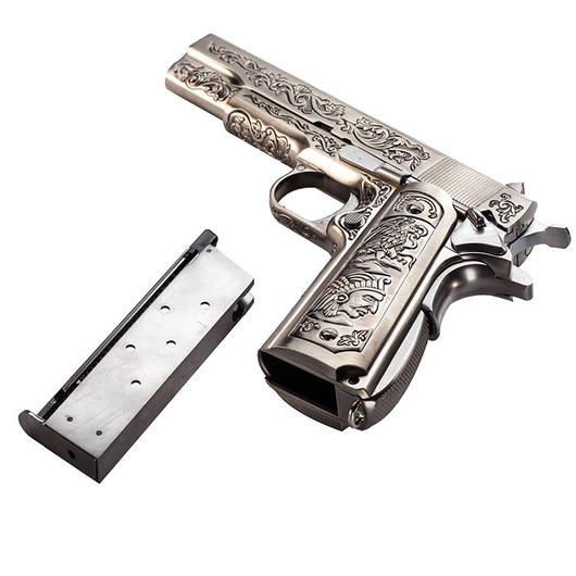 Wei-ETech M1911 Etched Version Mehico Druglord Vollmetall GBB 6mm BB Satin-Chrome - V3 Bild 4