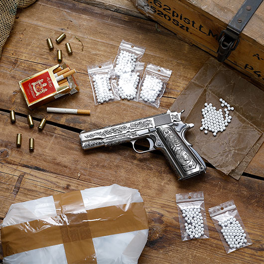 Wei-ETech M1911 Etched Version Mehico Druglord Vollmetall GBB 6mm BB Satin-Chrome - V3 Bild 1