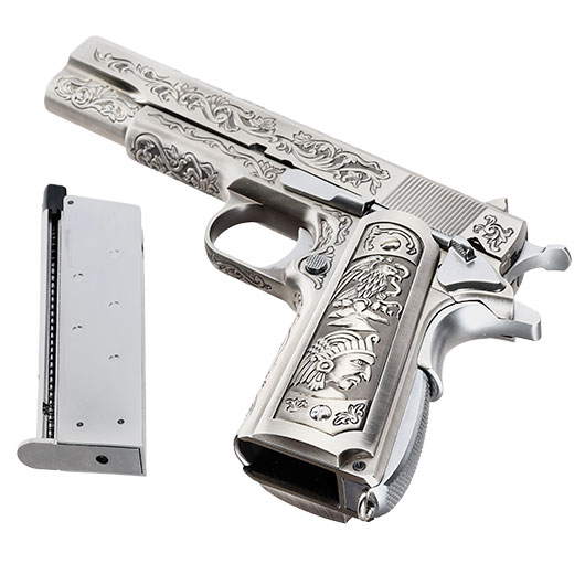 Wei-ETech M1911 Etched Version Mehico Druglord Vollmetall GBB 6mm BB Satin-Chrome - V3 Bild 7