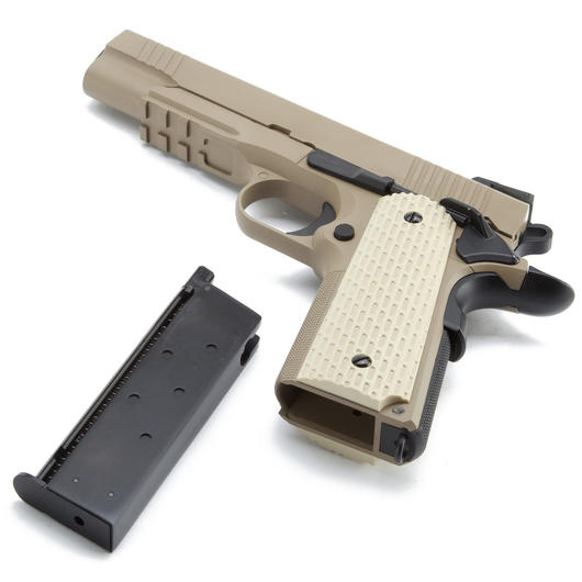 Wei-ETech Kbr-Style Warrior .45 ACP Vollmetall GBB 6mm BB Desert Tan Bild 4