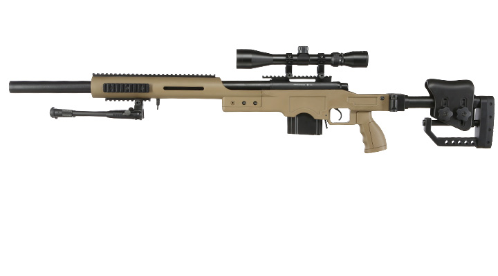 Well MB4410D MSR Snipergewehr inkl. Zweibein / Zielfernrohr Springer 6mm BB tan Bild 1