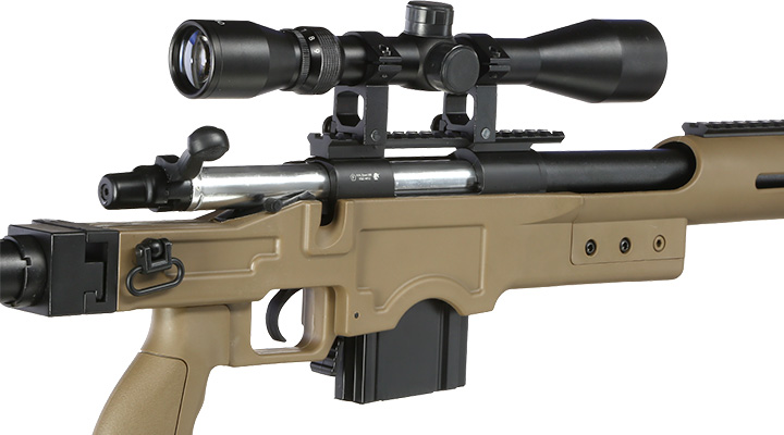 Well MB4410D MSR Snipergewehr inkl. Zweibein / Zielfernrohr Springer 6mm BB tan Bild 10