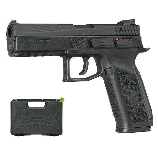 KJ Works CZ P-09 Duty mit Metallschlitten GBB 6mm BB schwarz inkl. Koffer