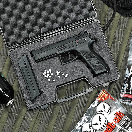 KJ Works CZ P-09 Duty mit Metallschlitten GBB 6mm BB schwarz inkl. Koffer Bild 1