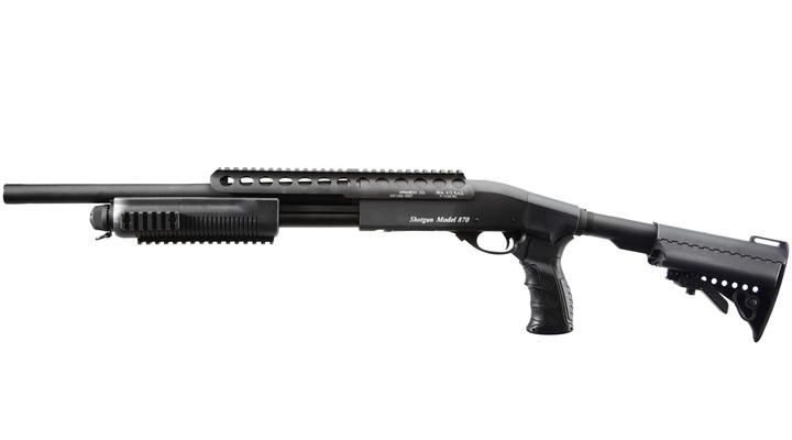 Versandrcklufer G&P M870 RAS Tactical Medium Shotgun Vollmetall Springer 6mm BB schwarz Bild 1
