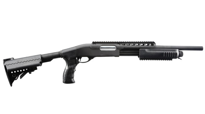 Versandrcklufer G&P M870 RAS Tactical Medium Shotgun Vollmetall Springer 6mm BB schwarz Bild 2