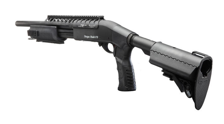 Versandrcklufer G&P M870 RAS Tactical Medium Shotgun Vollmetall Springer 6mm BB schwarz Bild 3