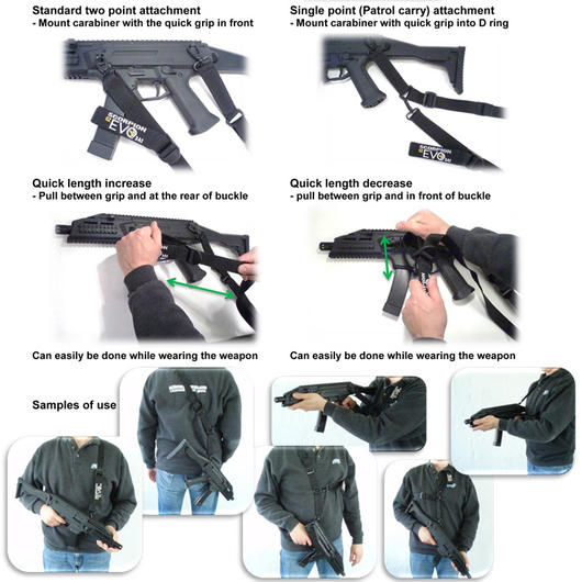 ASG 1- / 2- Punkt Tragegurt CZ Scorpion Evo 3 - A1 Mission Adaptive schwarz Bild 1