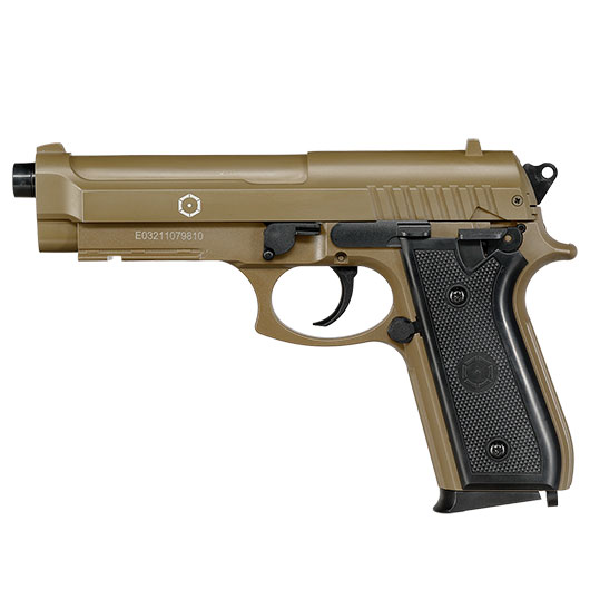 Cybergun PT92 Airsoftpistole mit Metallschlitten Springer 6mm BB tan Bild 1