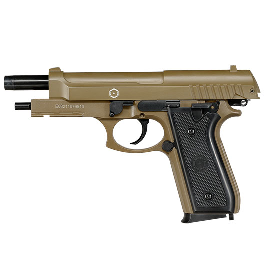 Cybergun PT92 Airsoftpistole mit Metallschlitten Springer 6mm BB tan Bild 2
