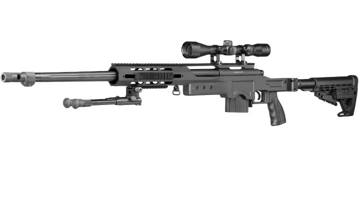 Well MB4412D MSR Snipergewehr inkl. Zweibein / Zielfernrohr Springer 6mm BB schwarz