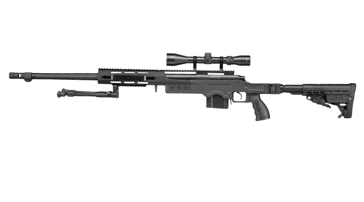 Well MB4412D MSR Snipergewehr inkl. Zweibein / Zielfernrohr Springer 6mm BB schwarz Bild 2