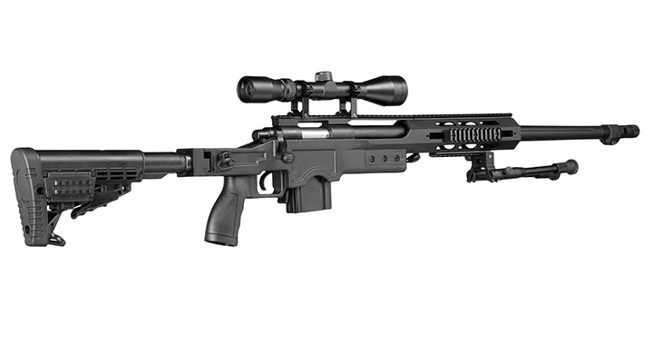 Well MB4412D MSR Snipergewehr inkl. Zweibein / Zielfernrohr Springer 6mm BB schwarz Bild 4