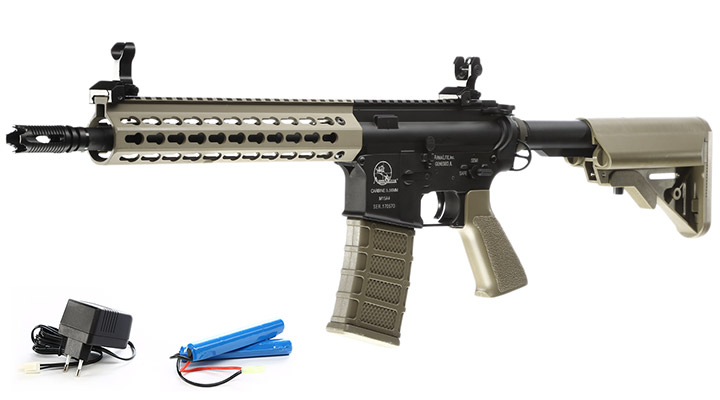 Versandrcklufer ASG Armalite M15A4 Assault Vollmetall Sportline Komplettset S-AEG 6mm BB Tan