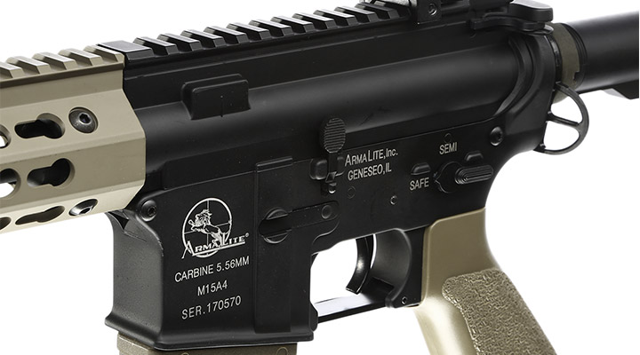 Versandrcklufer ASG Armalite M15A4 Assault Vollmetall Sportline Komplettset S-AEG 6mm BB Tan Bild 6