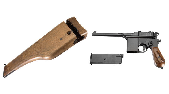 Wei-ETech M712 Airsoft Broomhandle mit Schaft Vollmetall GBB 6mm BB schwarz Bild 6