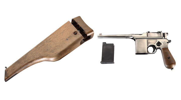 Wei-ETech M712 Airsoft Broomhandle mit Schaft Vollmetall GBB 6mm BB Vintage-Chrome Edition Bild 6