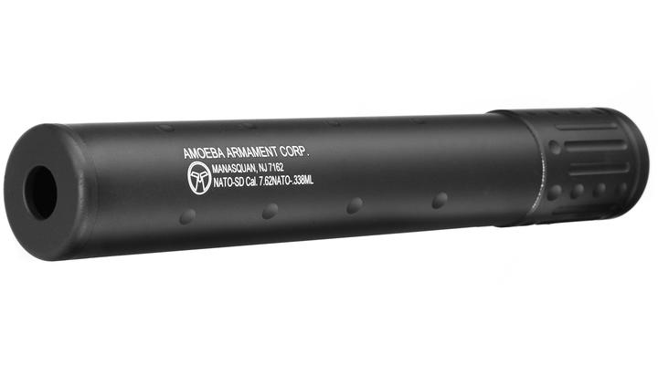 Ares Amoeba QD Aluminium Silencer f. Scar / MS338 Flash-Hider lang schwarz