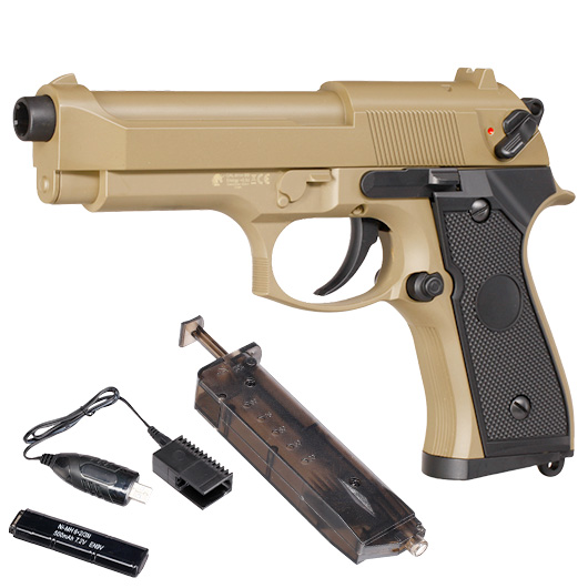 Cyma M92 mit Metallschlitten Komplettset AEP 6mm BB Tan