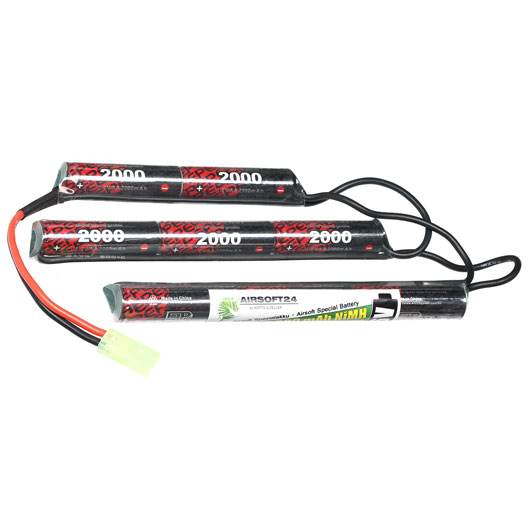 Airsoft24 AirPack Akku 9.6V 2000mAh NiMH Small Crane-Stock Type mit Mini-Tam Anschluss Bild 1