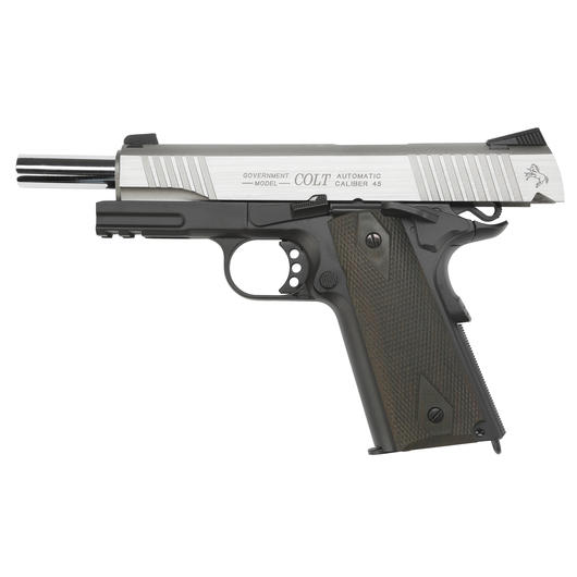 Cybergun Colt 1911 Rail Gun Vollmetall CO2 BlowBack 6mm BB Stainless Dual Tone Version Bild 1