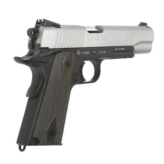 Cybergun Colt 1911 Rail Gun Vollmetall CO2 BlowBack 6mm BB Stainless Dual Tone Version Bild 3